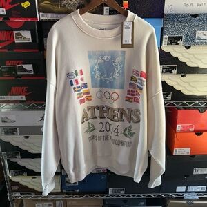 Abercrombie & Fitch White Olympic Crewneck Sweater